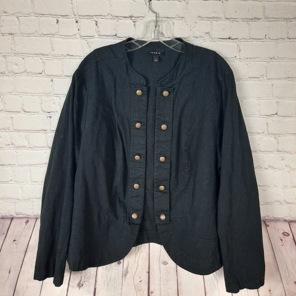 2X Torrid Black Open Front Twill Military Jacket - Picture 4 of 10